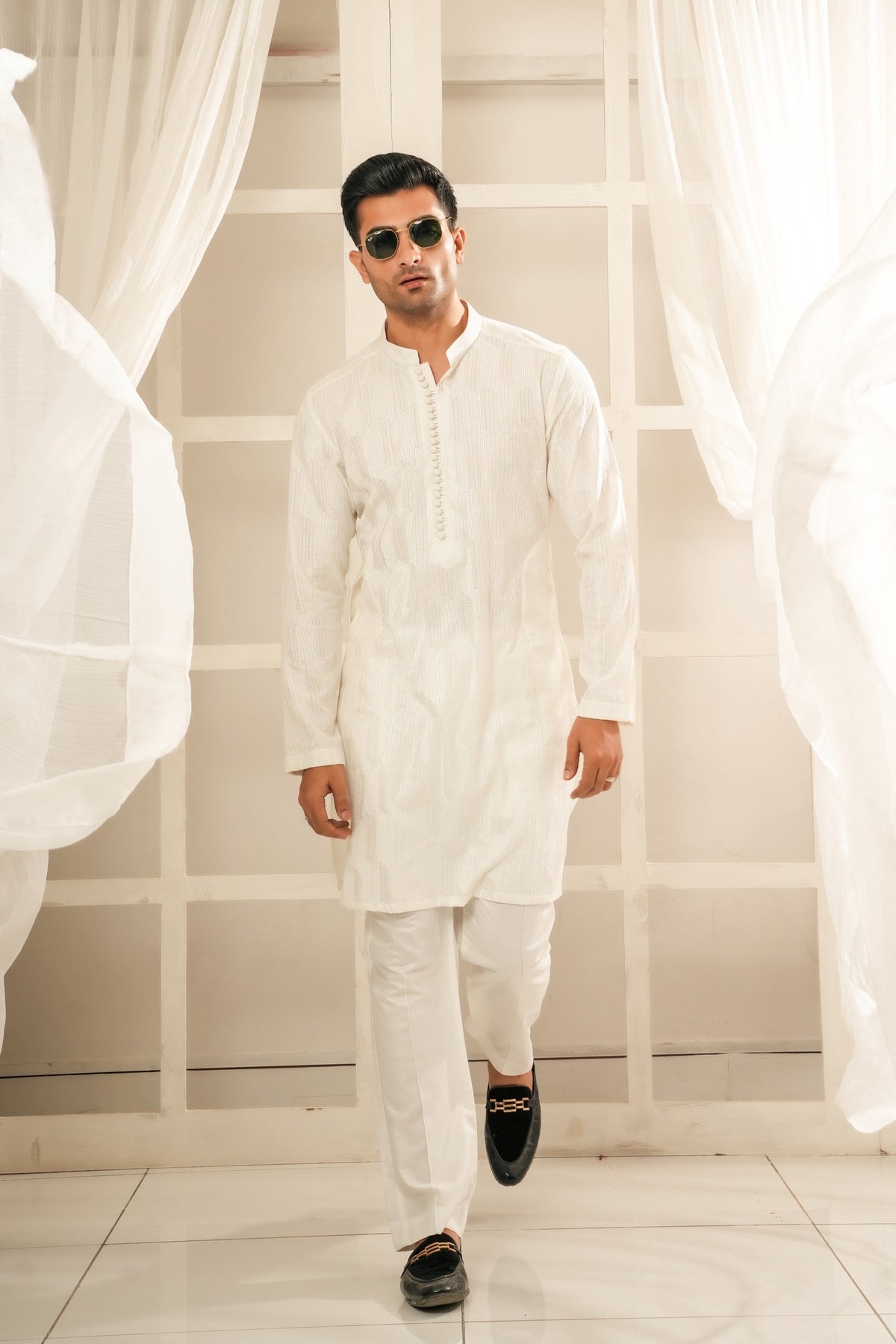 White Embroidered Kurta Trouser