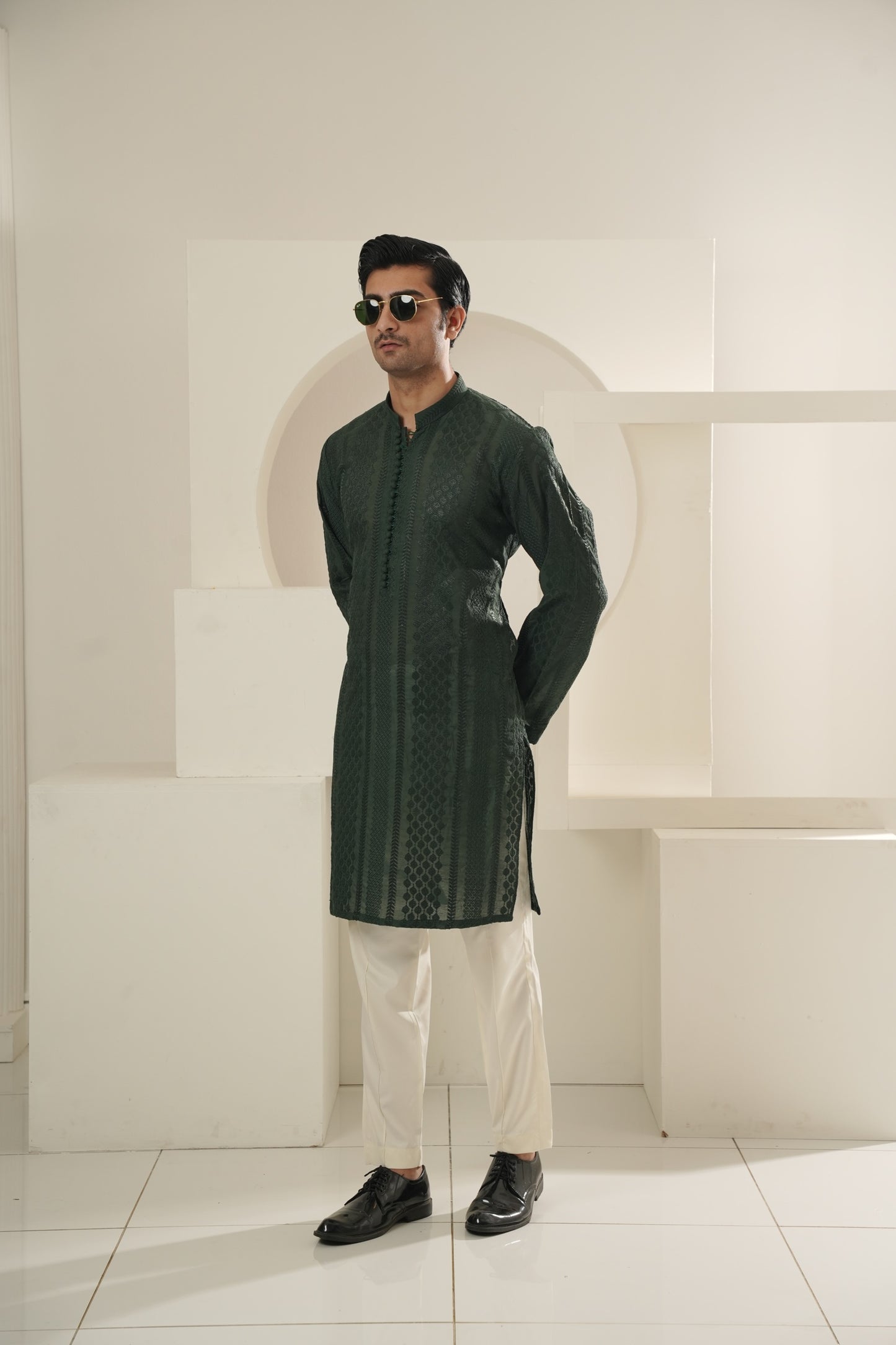 Green Embroidered Kurta Trouser