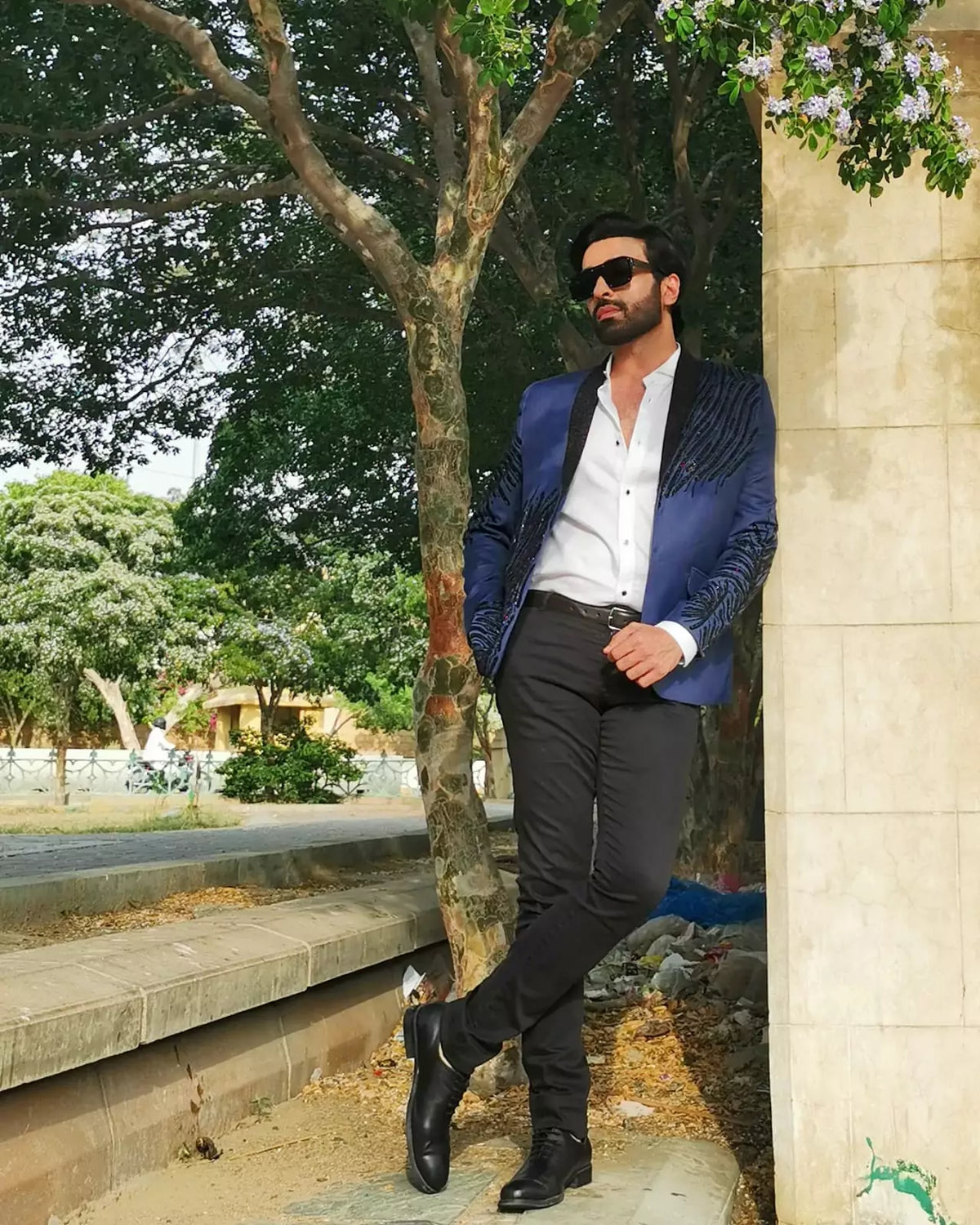 Navy Blue Hand Work Blazer
