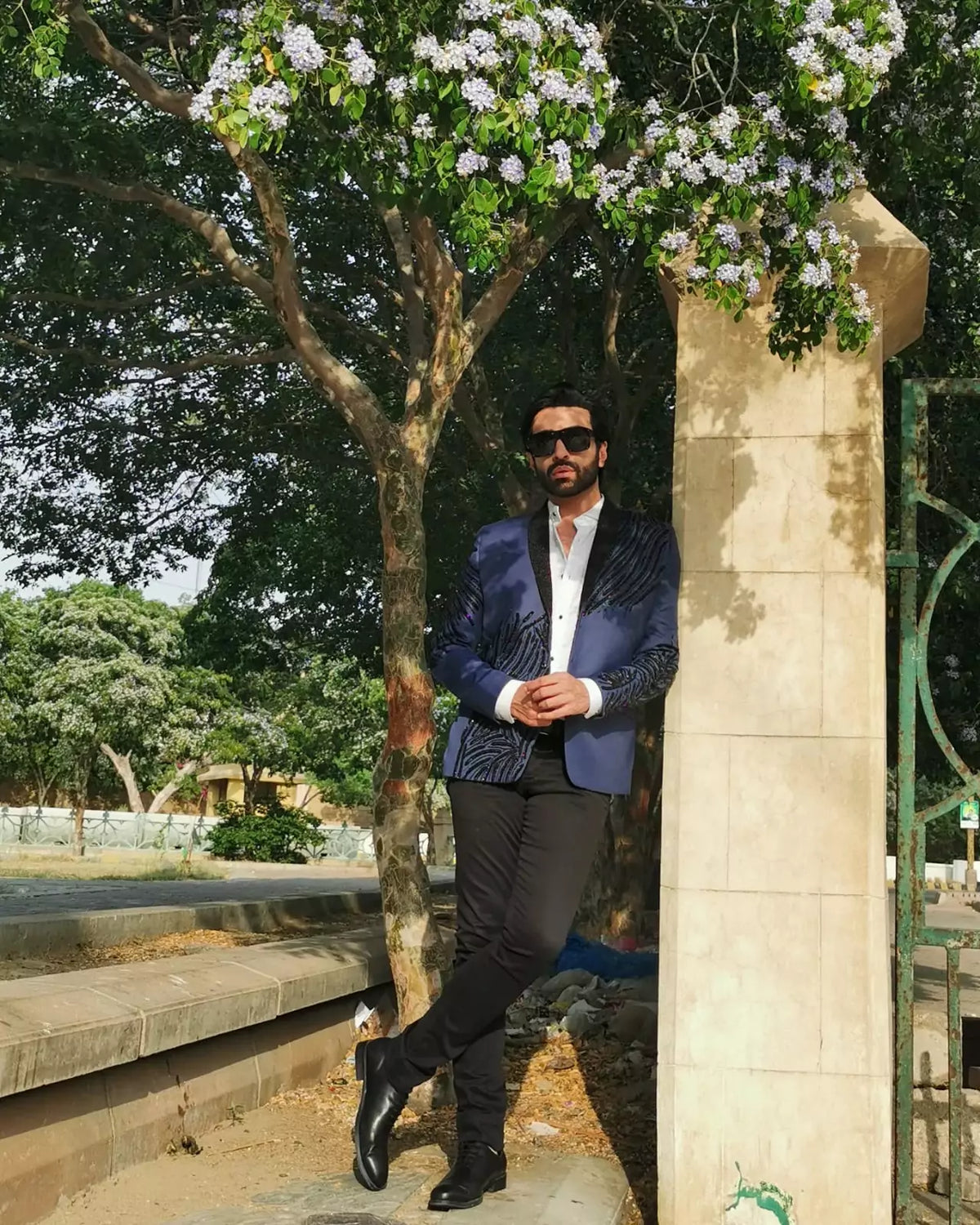 Navy Blue Hand Work Blazer