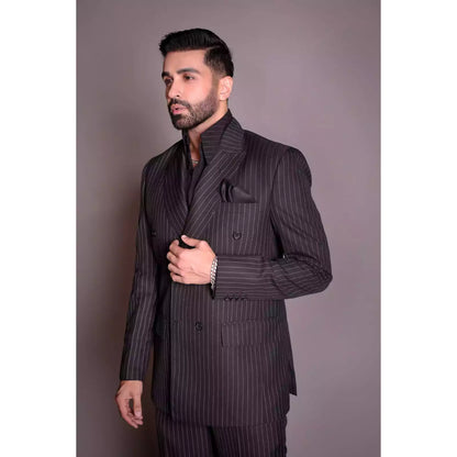 Pinstriped Black Suit