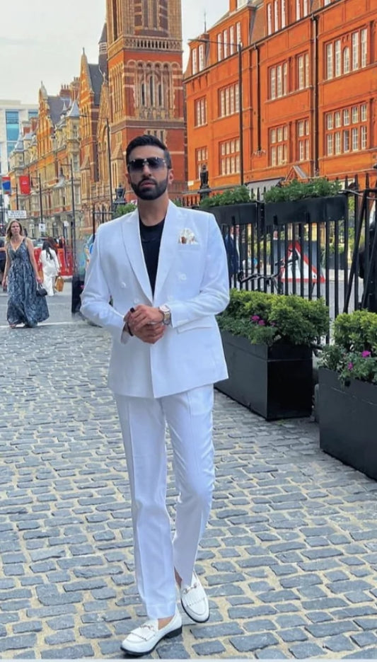 White Double Breasted Suit