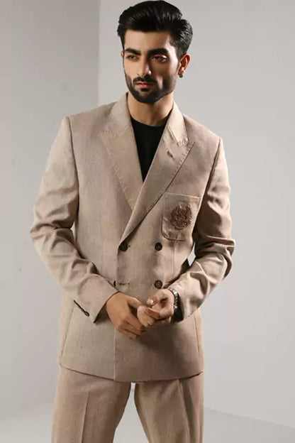 Wool Linen Double Breasted Suit