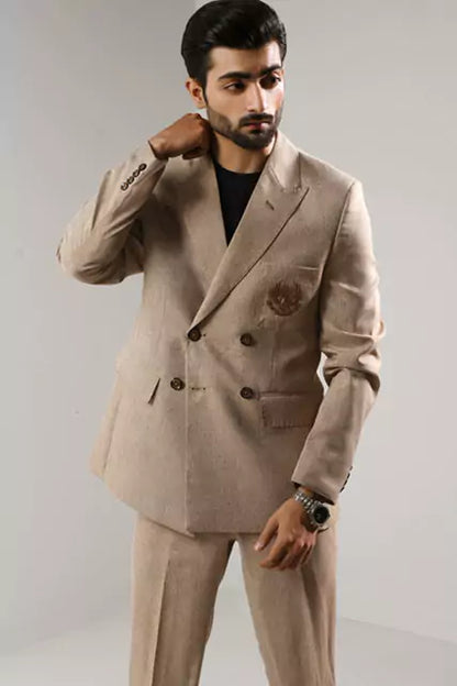 Wool Linen Double Breasted Suit