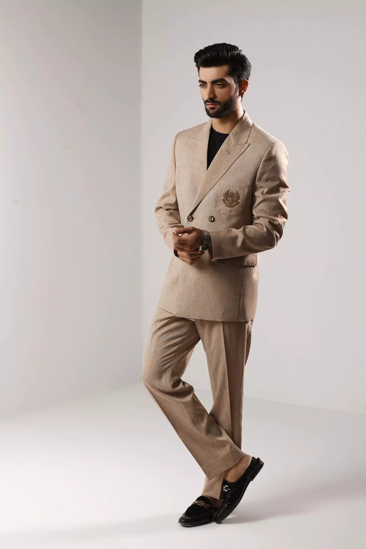 Wool Linen Double Breasted Suit