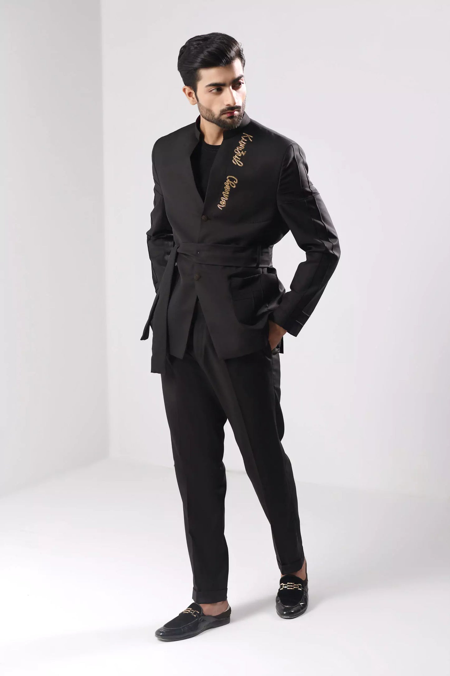 Black Embroidered Signature Prince Suit