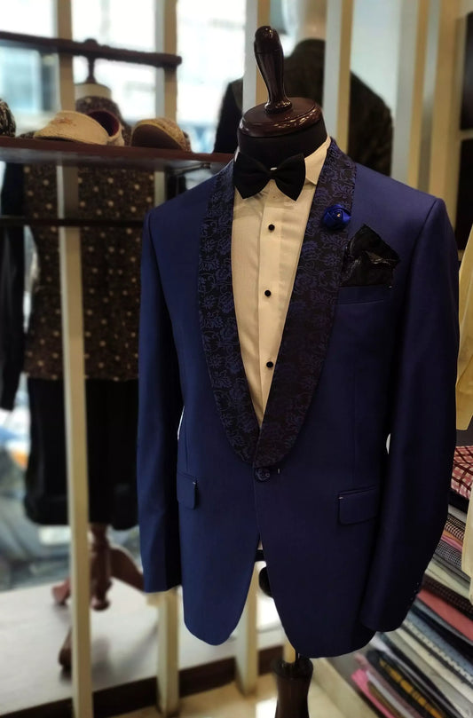 Pin Dot Blue Tuxedo Suit