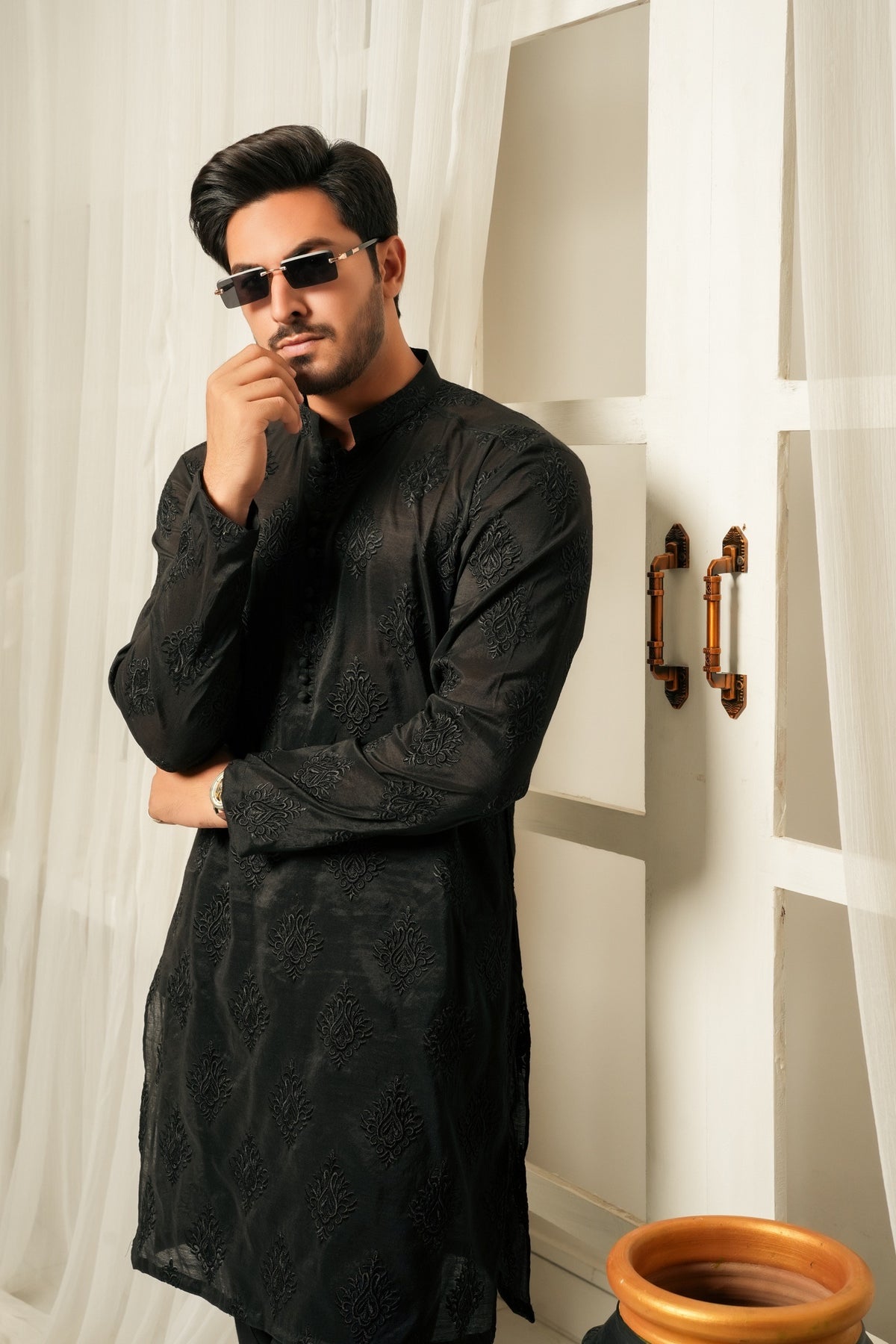 Black Motifs Kurta Trouser
