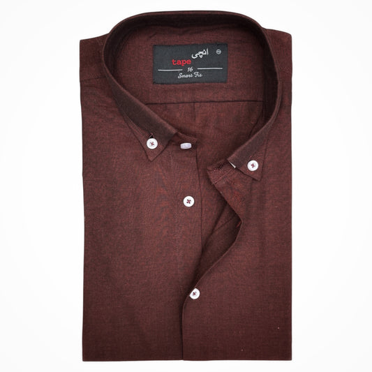 BURGUNDY BROWN COTTON LINEN SHIRT