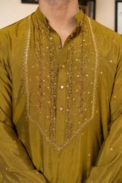 Katan Silk with Complete Hand Work Kurta