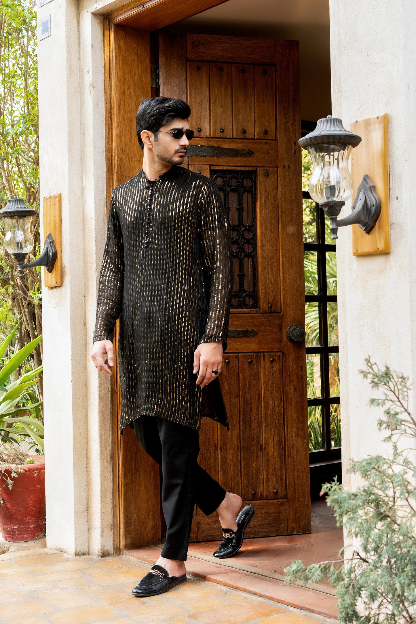 Black & Golden Sequin Kurta