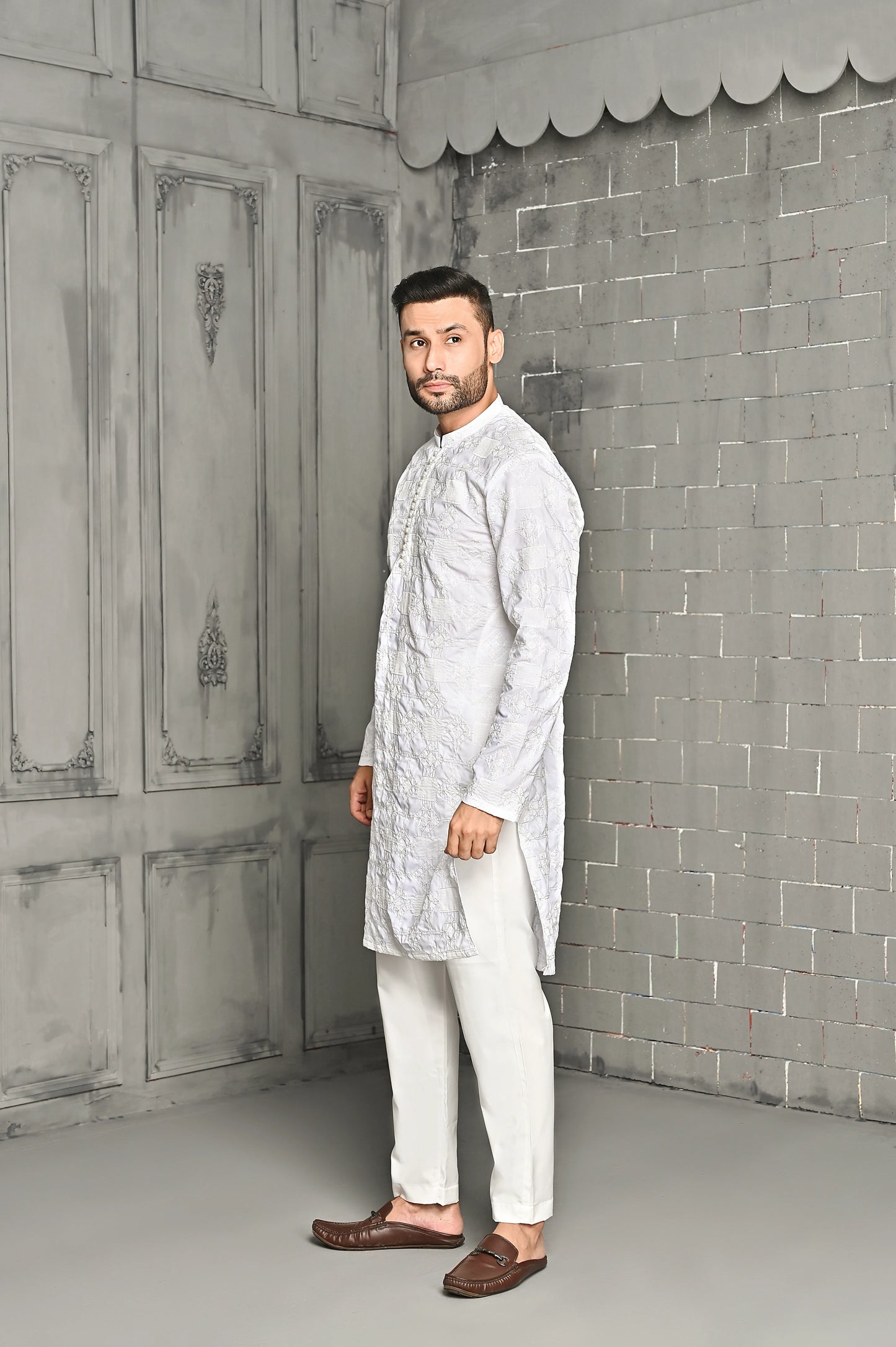 White Embroidered Kurta Trouser