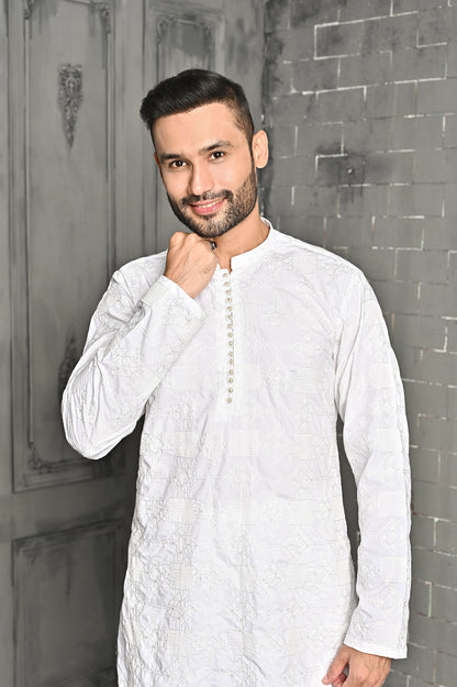 White Embroidered Kurta Trouser