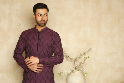 Purple Embroidered Kurta Trouser