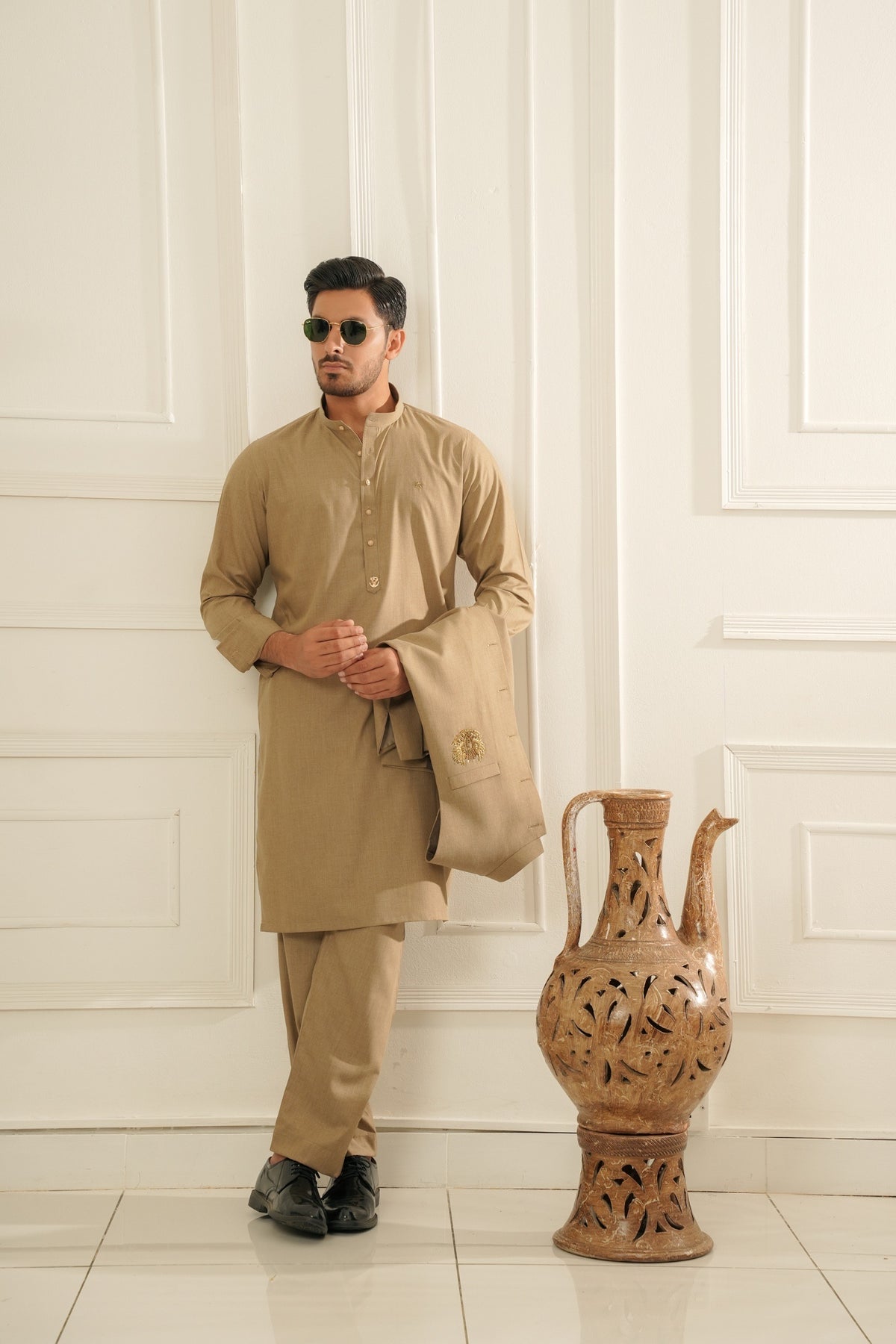 Beige Kurta Trouser