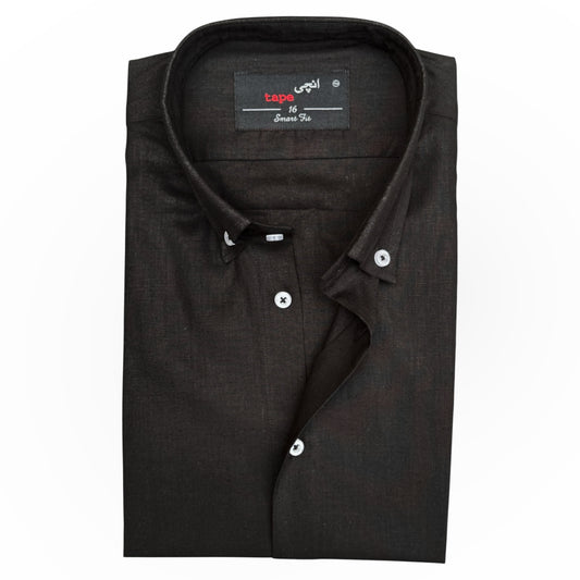 BLACK COTTON LINEN SHIRT