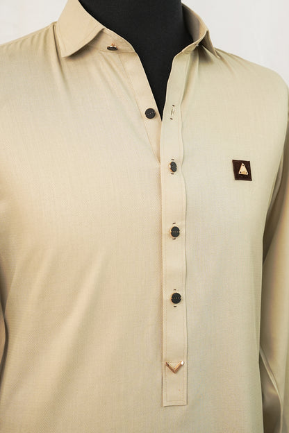 Cream Cotton Pin Dot Shalwar Kameez