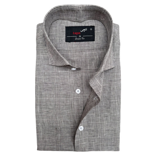 MACRO CHECKERED LINEN SHIRT