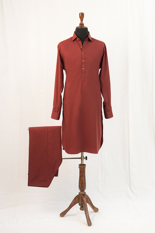Wood Red Shalwar Kameez