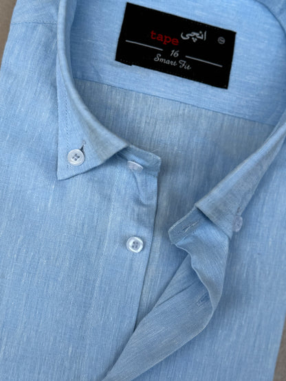 POWDER BLUE COTTON LINEN SHIRT