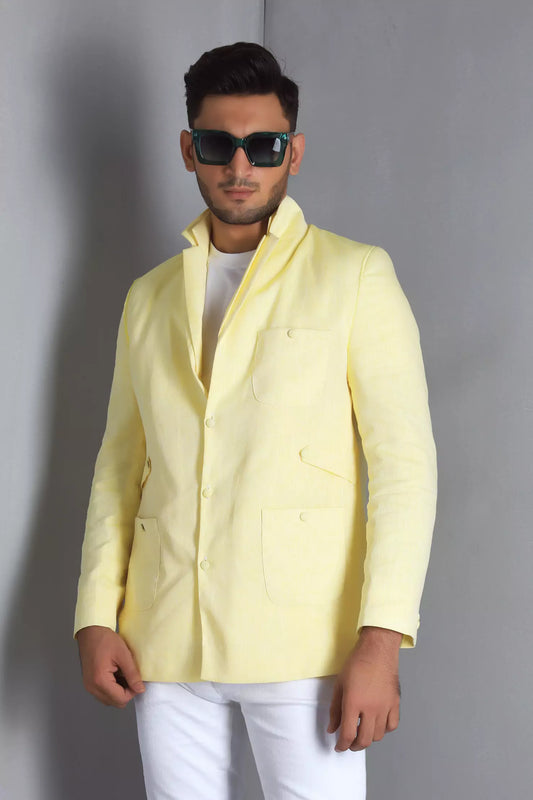 Yellow Linen Non Fused Jacket