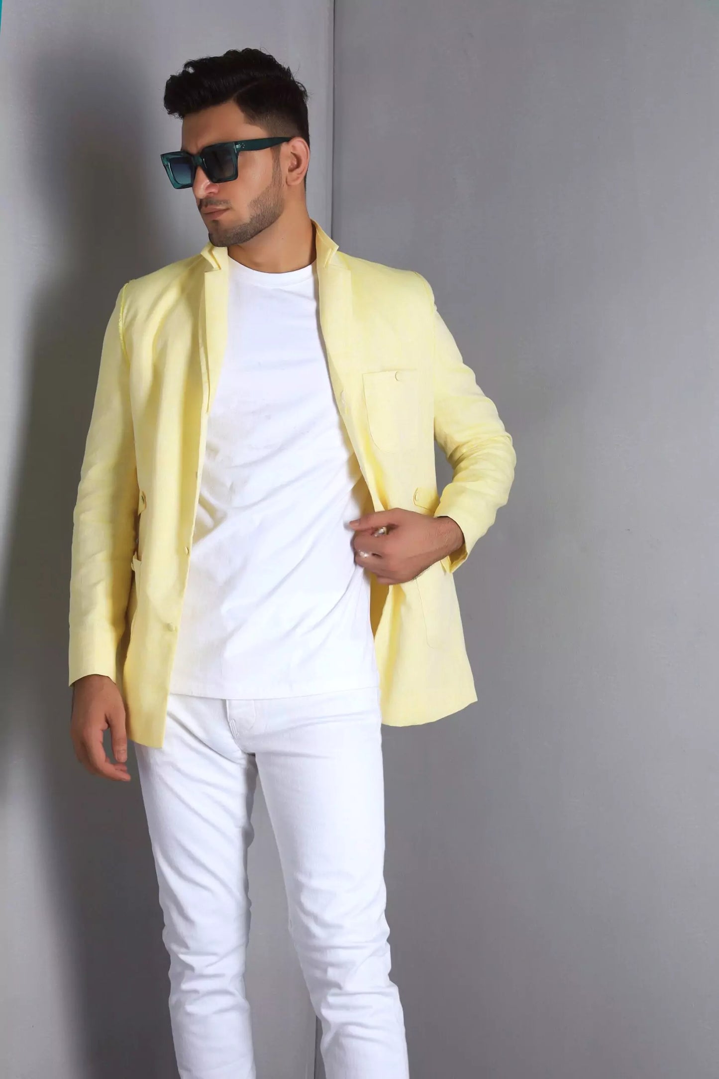 Yellow Linen Non Fused Jacket