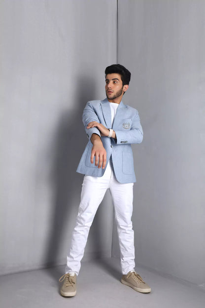 Powder Blue Linen Blazer