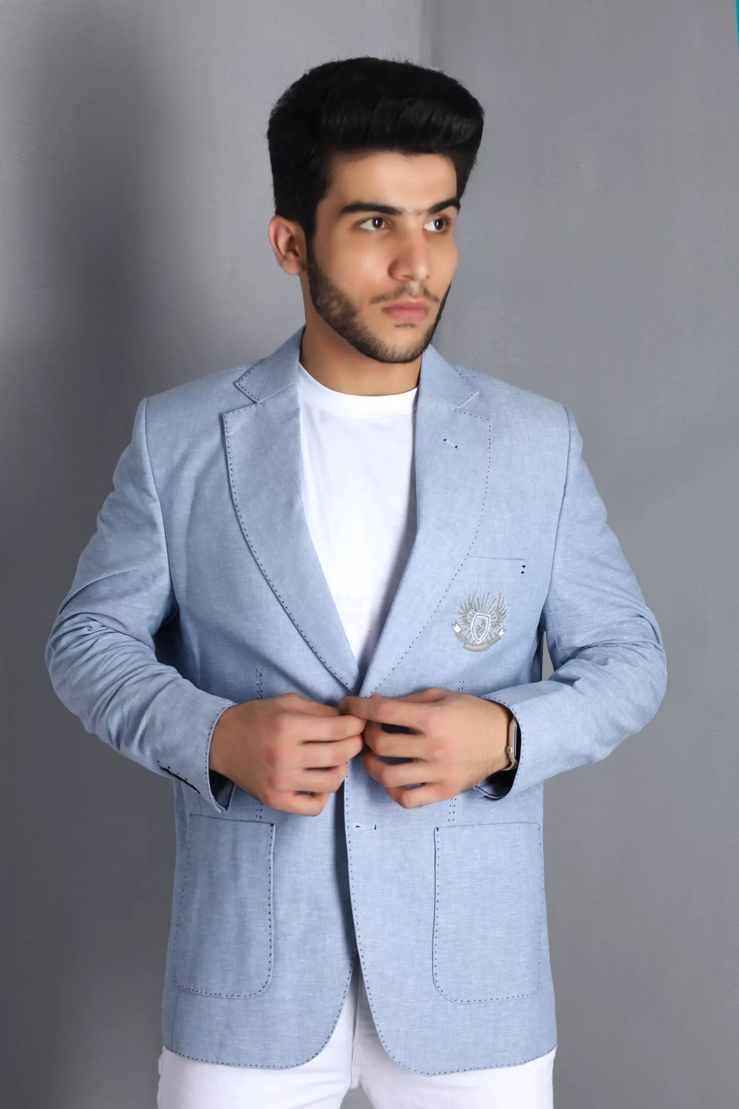 Powder Blue Linen Blazer