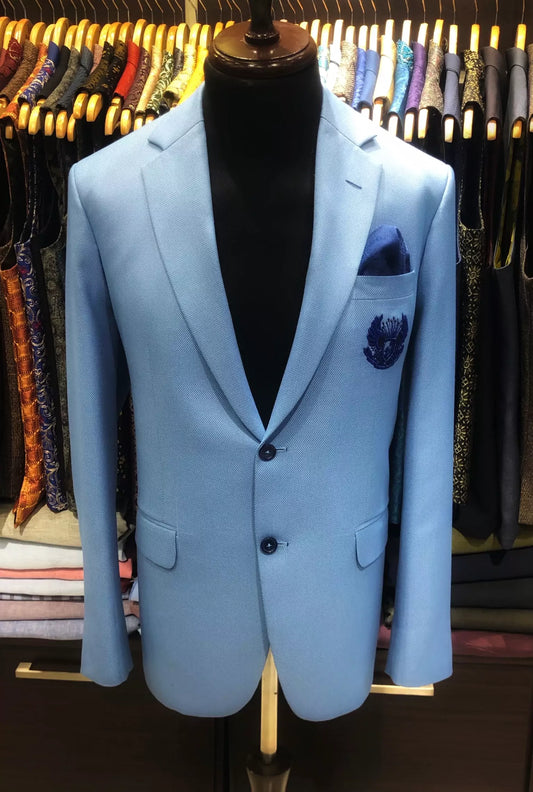 Jacquard Light Blue Pin Dot Blazer