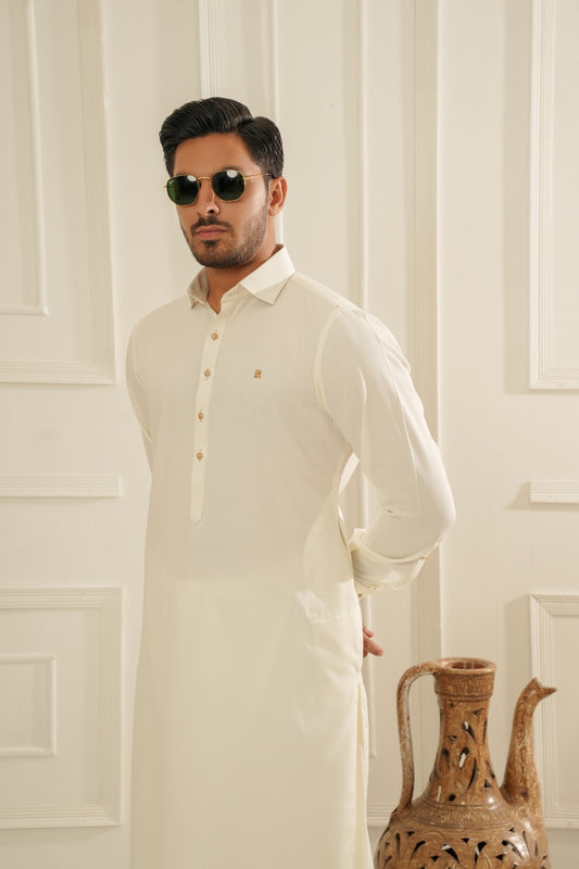 Cream White Premium Shalwar Kameez