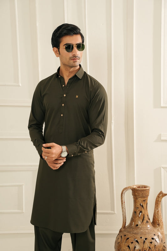 Twill Green Premium Shalwar Kameez