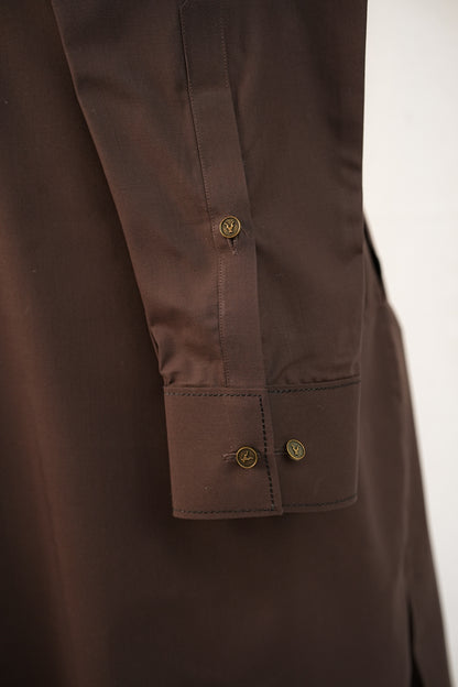 Brown Mandarin Collar Kurta Trouser