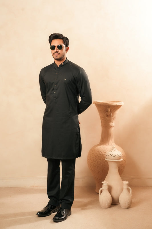 Black Premium Cotton Kurta Trouser