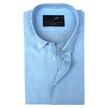 POWDER BLUE COTTON LINEN SHIRT