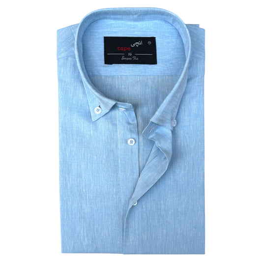 POWDER BLUE COTTON LINEN SHIRT
