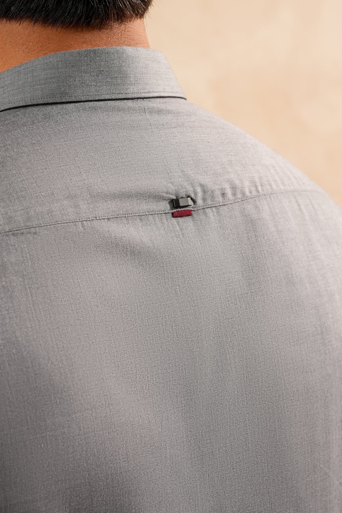 Grey Fold Collar Kurta Trouser