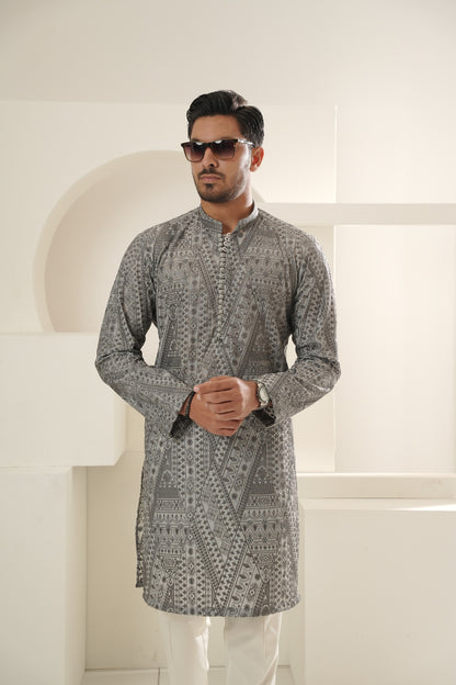 Light Grey Embroidered Kurta Trouser