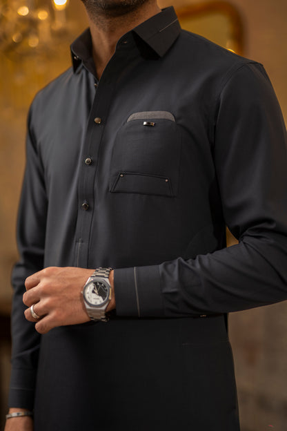 GREY CLASSIC COLLAR SHALWAR KAMEEZ