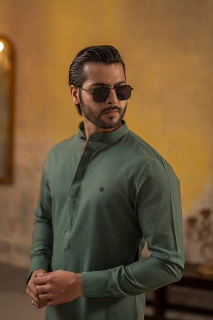 GREEN COTTON KURTA