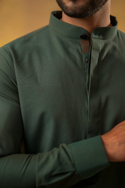 GREEN COTTON KURTA