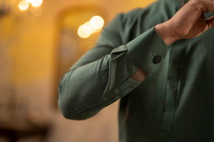 GREEN COTTON KURTA
