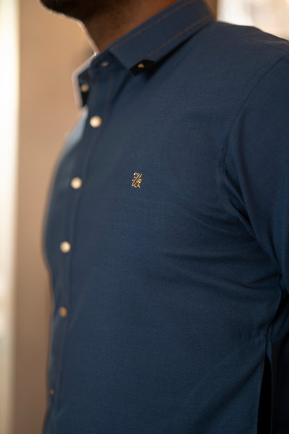 TEAL BLUE CLASSIC COLLAR SHALWAR KAMEEZ