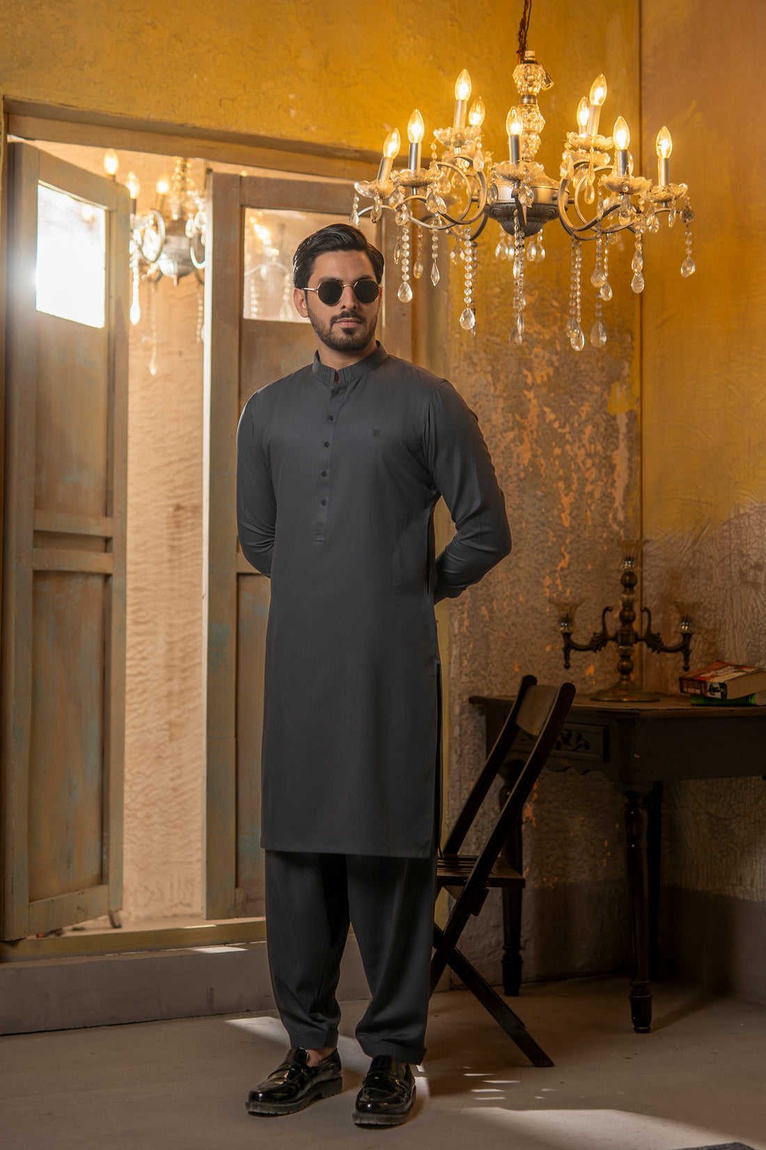 GUN METALLIC SHALWAR KAMEEZ