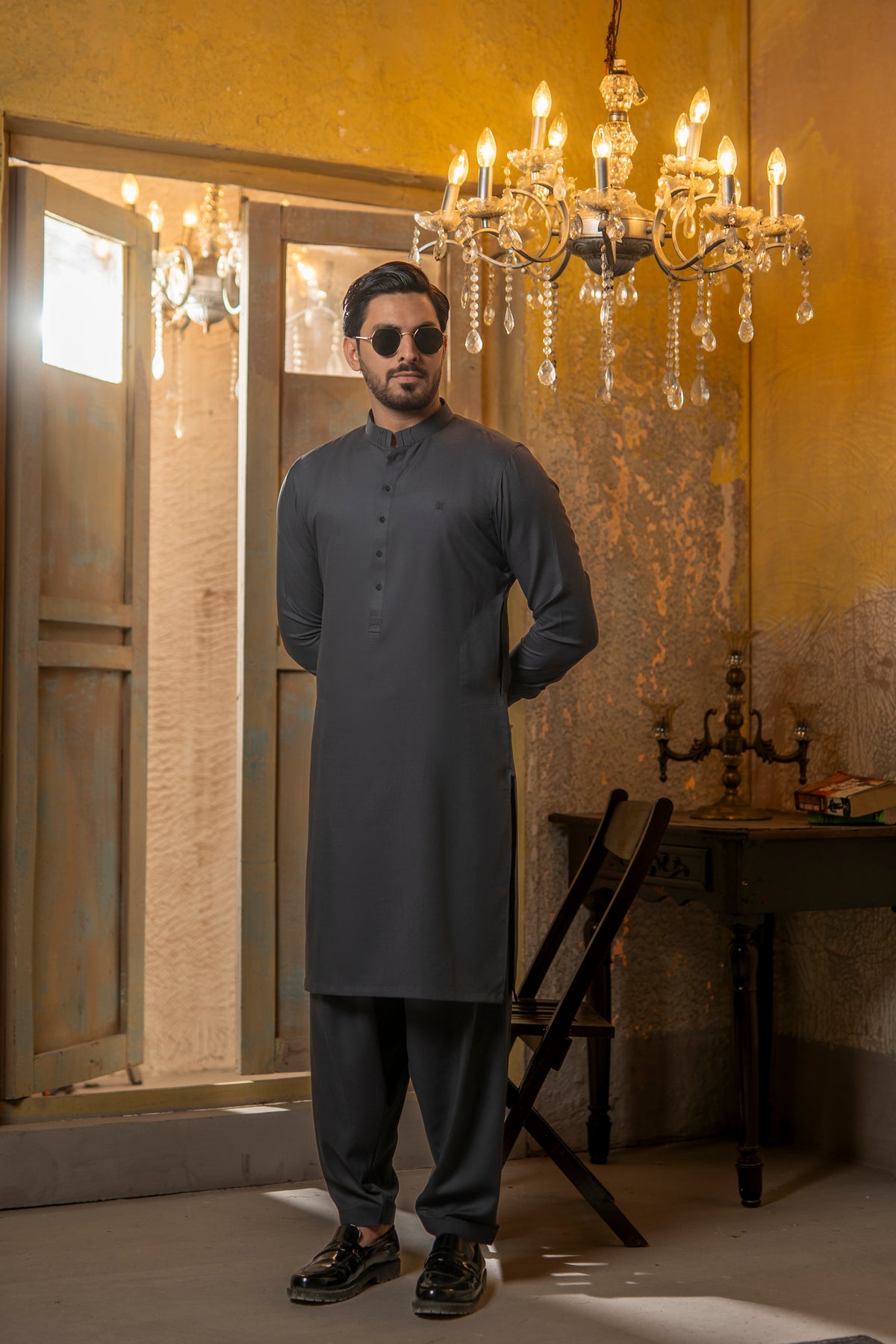 GUN METALLIC SHALWAR KAMEEZ