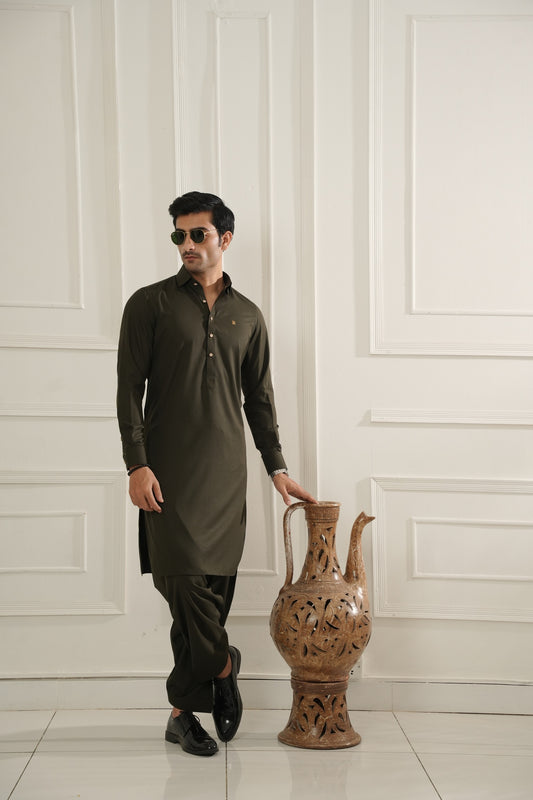 Twill Green Premium Shalwar Kameez