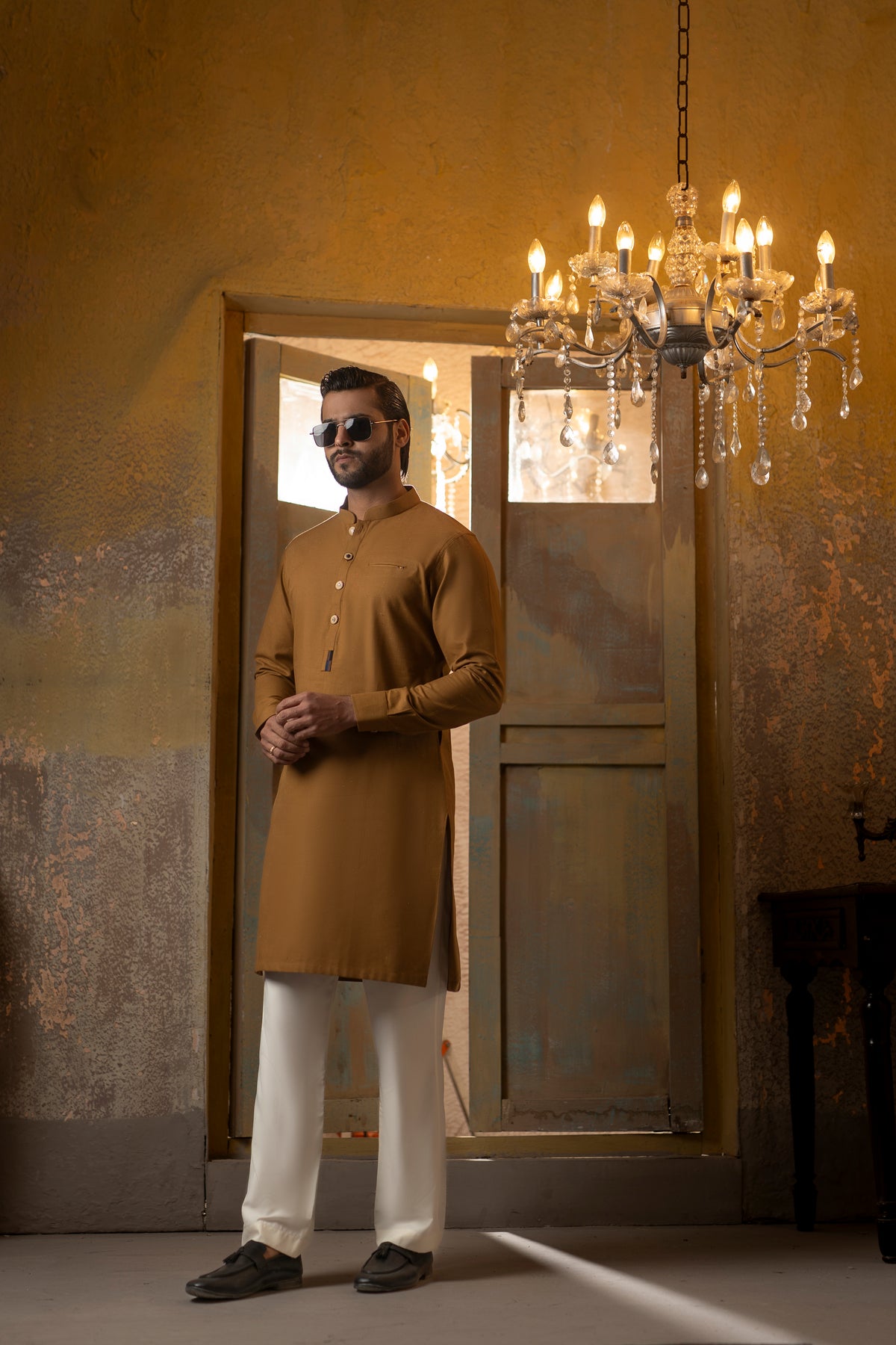 MUSTARD BROWN COTTON KURTA