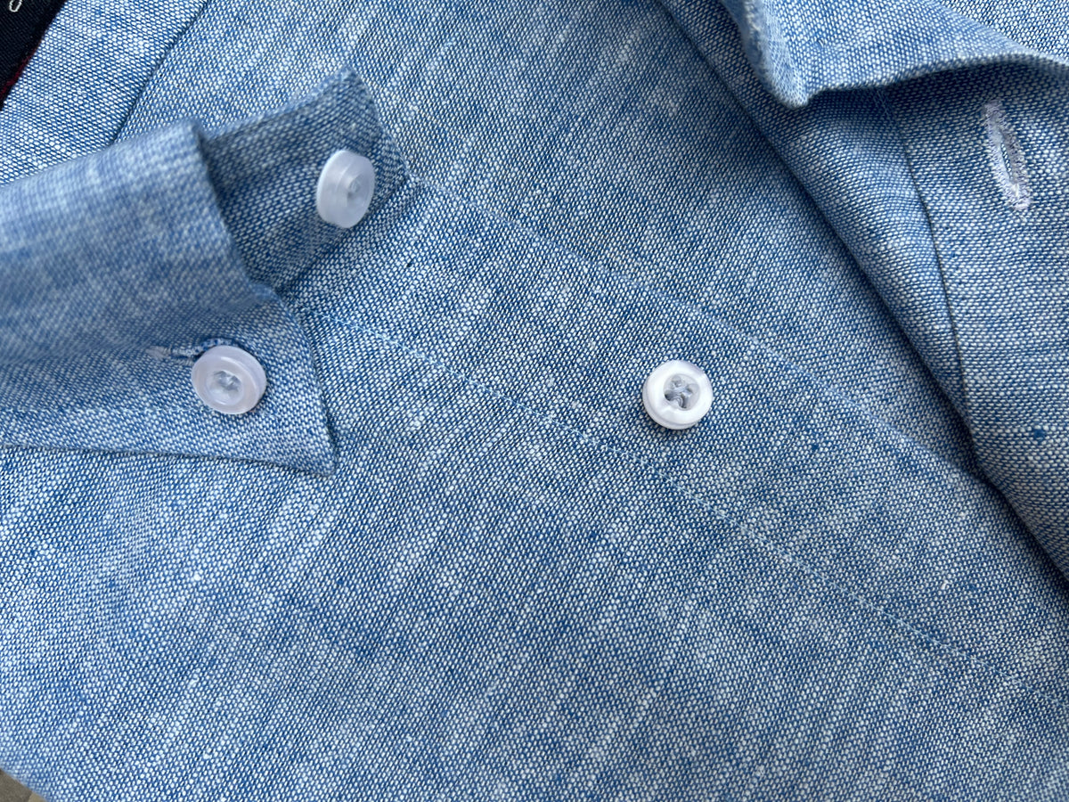 DENIM BLUE COTTON LINEN SHIRT