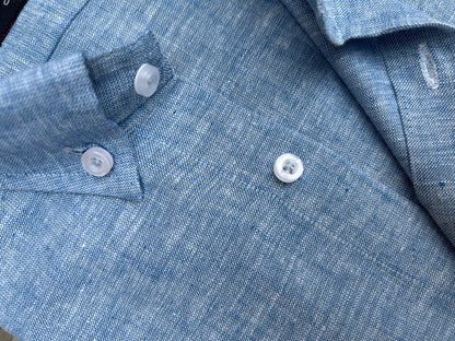 DENIM BLUE COTTON LINEN SHIRT