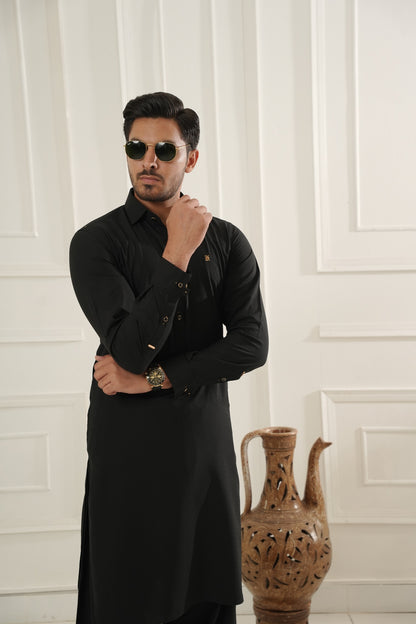 Black Textured Premium Shalwar Kameez