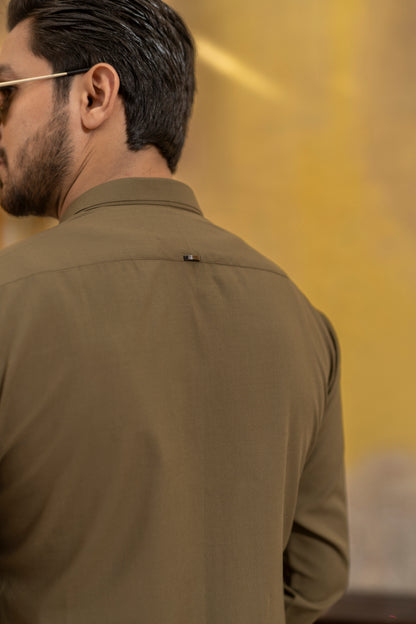 OLIVE BROWN KURTA TROUSER